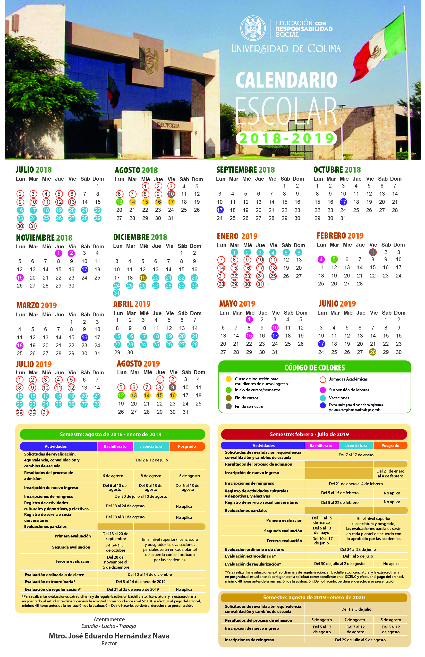 Calendario Escolar de la Universidad de Colima