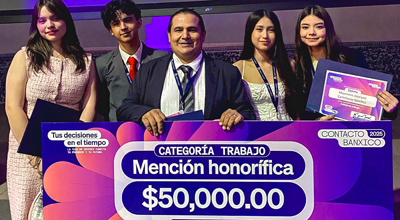 Jóvenes del Bachillerato 4 obtienen Mención  Honorífica en el “Premio Contacto Banxico 2025”